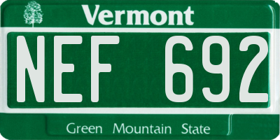 VT license plate NEF692
