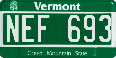 VT license plate NEF693