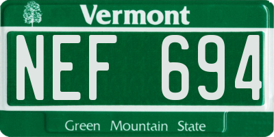 VT license plate NEF694