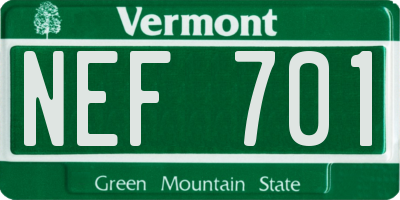 VT license plate NEF701