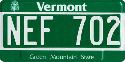 VT license plate NEF702