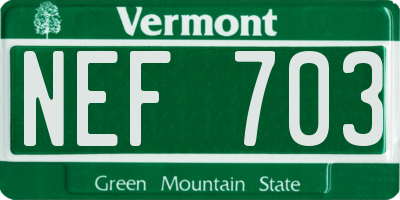 VT license plate NEF703
