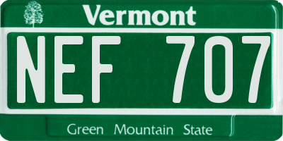 VT license plate NEF707