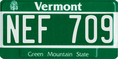 VT license plate NEF709