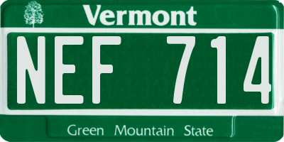 VT license plate NEF714