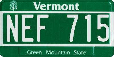 VT license plate NEF715