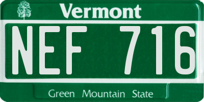 VT license plate NEF716