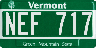 VT license plate NEF717