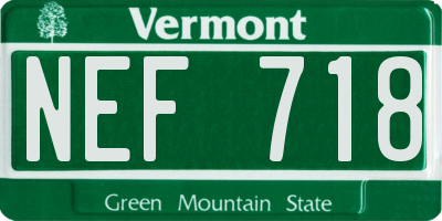VT license plate NEF718