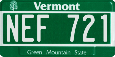 VT license plate NEF721