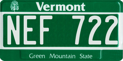 VT license plate NEF722