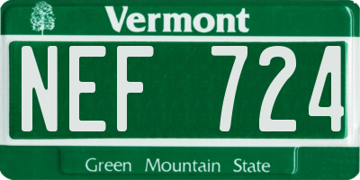 VT license plate NEF724