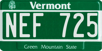 VT license plate NEF725