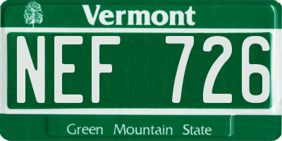 VT license plate NEF726