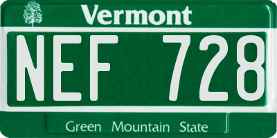 VT license plate NEF728