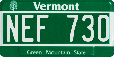 VT license plate NEF730