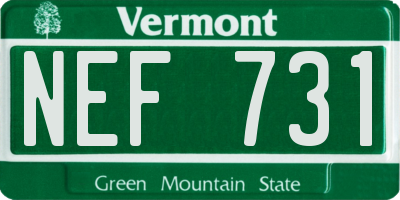 VT license plate NEF731