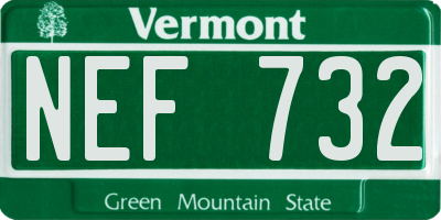 VT license plate NEF732