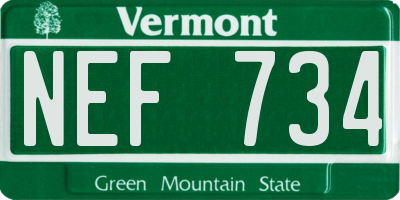 VT license plate NEF734