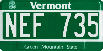 VT license plate NEF735