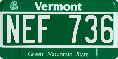 VT license plate NEF736
