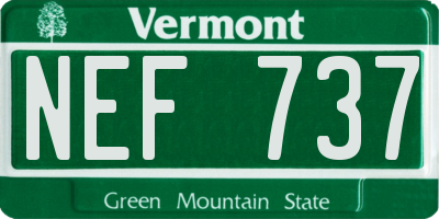 VT license plate NEF737