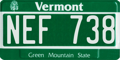 VT license plate NEF738