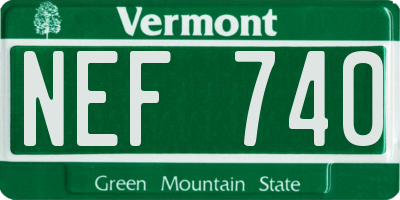 VT license plate NEF740