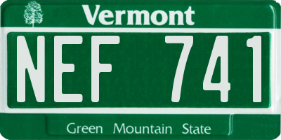 VT license plate NEF741