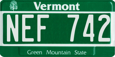 VT license plate NEF742