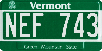 VT license plate NEF743