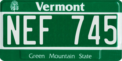 VT license plate NEF745