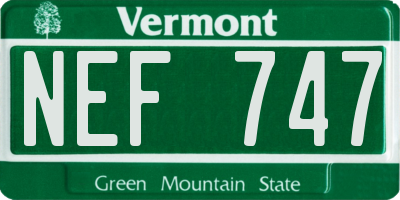 VT license plate NEF747