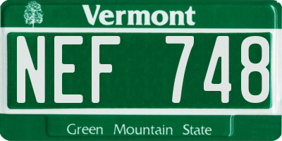 VT license plate NEF748
