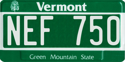 VT license plate NEF750