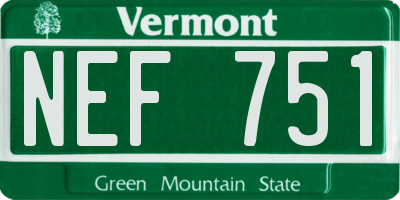 VT license plate NEF751