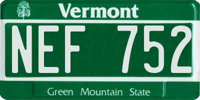 VT license plate NEF752