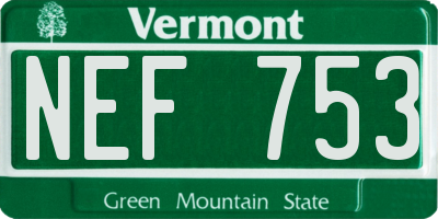 VT license plate NEF753
