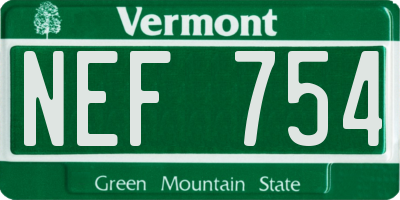 VT license plate NEF754