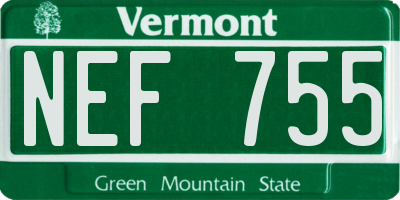 VT license plate NEF755