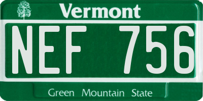 VT license plate NEF756