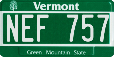 VT license plate NEF757