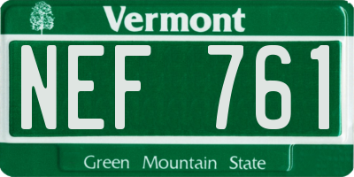 VT license plate NEF761