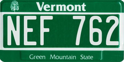 VT license plate NEF762