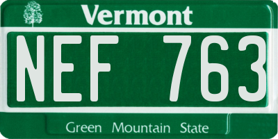 VT license plate NEF763