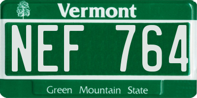 VT license plate NEF764