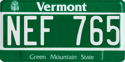 VT license plate NEF765