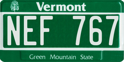 VT license plate NEF767