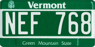 VT license plate NEF768