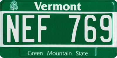 VT license plate NEF769